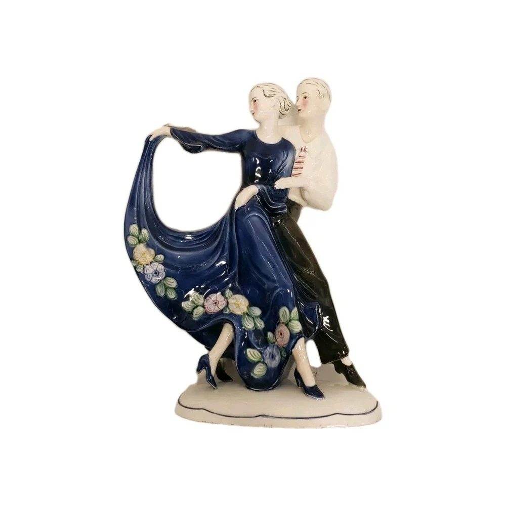 KATZHUTTE ART DECO PORCELAIN FIGURINE DANCING COUPLE C.1930'S GOLDSCHEIDER ERA - Picture 3 of 12